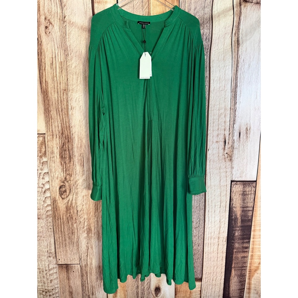 Universal Standard Dress Long Sleeve Jersey Midi Swing Green XL (US 26-28) NWT